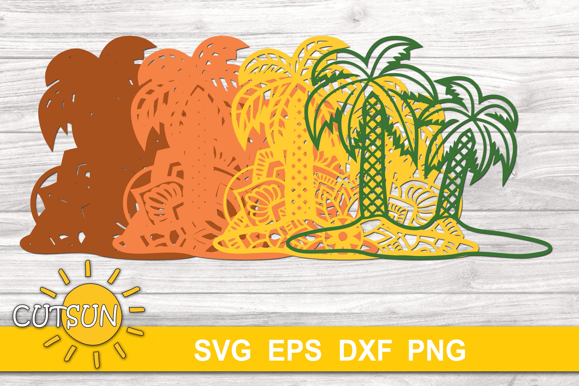 3D layered palm trees svg