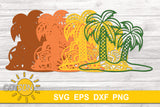 3D layered palm trees svg
