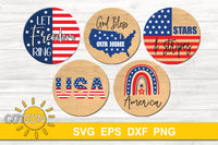 Patrioic Door Sign SVG Bundle | Patriotic Round Sign SVG bundle