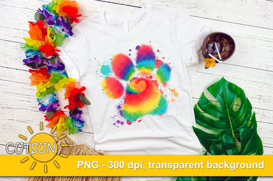 Paw Print Tie Dye sublimation design