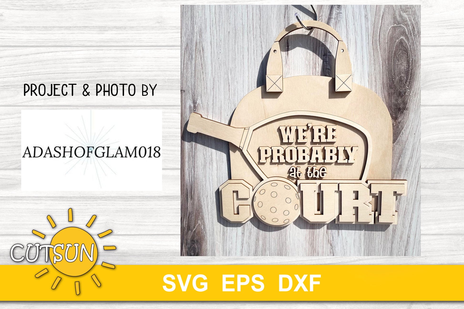 Pickleball door hanger svg