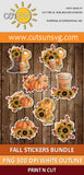 Fall Print n cut stickers bundle | Autumn Print n cut stickers bundle 20 designs