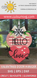 Valentines Day Door Hanger SVG | Hello Love Two Hearts Door hanger SVG