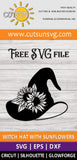 Witch Hat with Sunflowers free SVG 