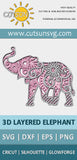3D layered Elephant SVG