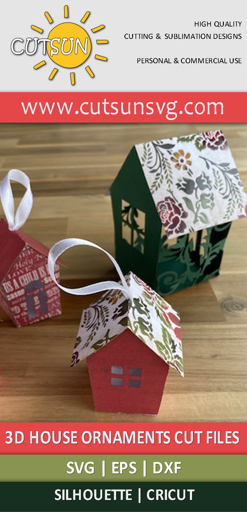 3D House Ornaments SVG