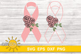 Floral Pink ribbon SVG