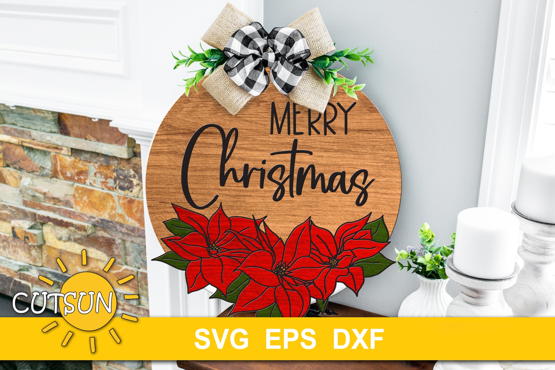 Merry Christmas Poinsettia SVG