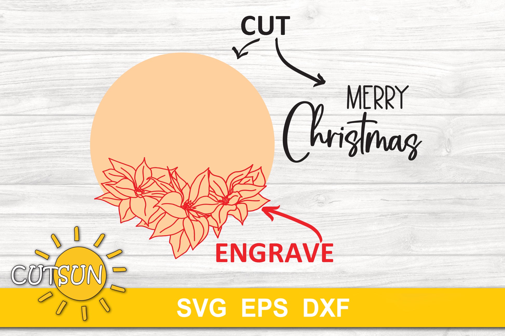 Merry Christmas Poinsettia SVG