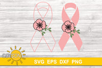 Floral Pink Ribbon SVG