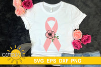 Floral Pink Ribbon SVG