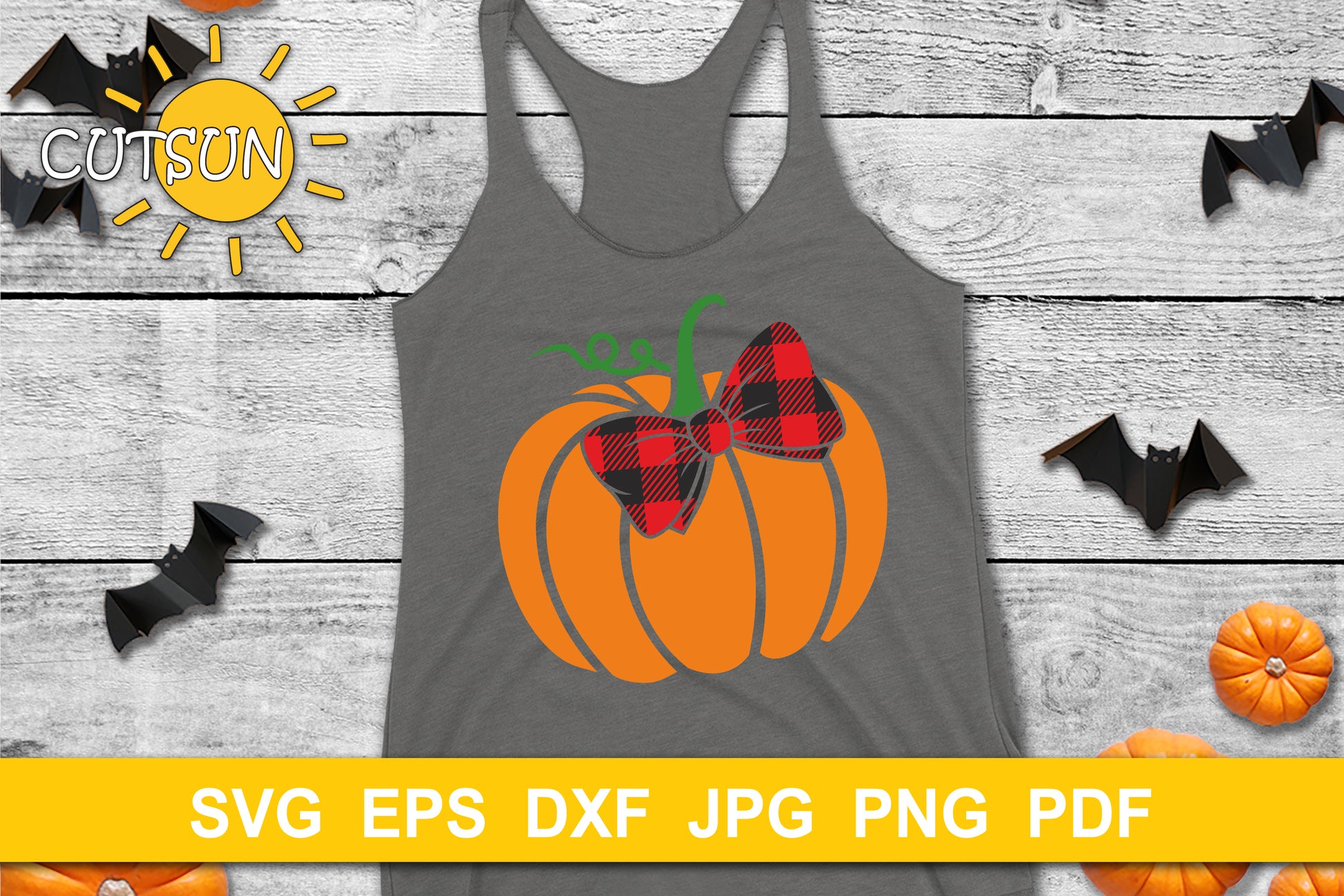 Pumpkin with a Buffalo plaid bow SVG