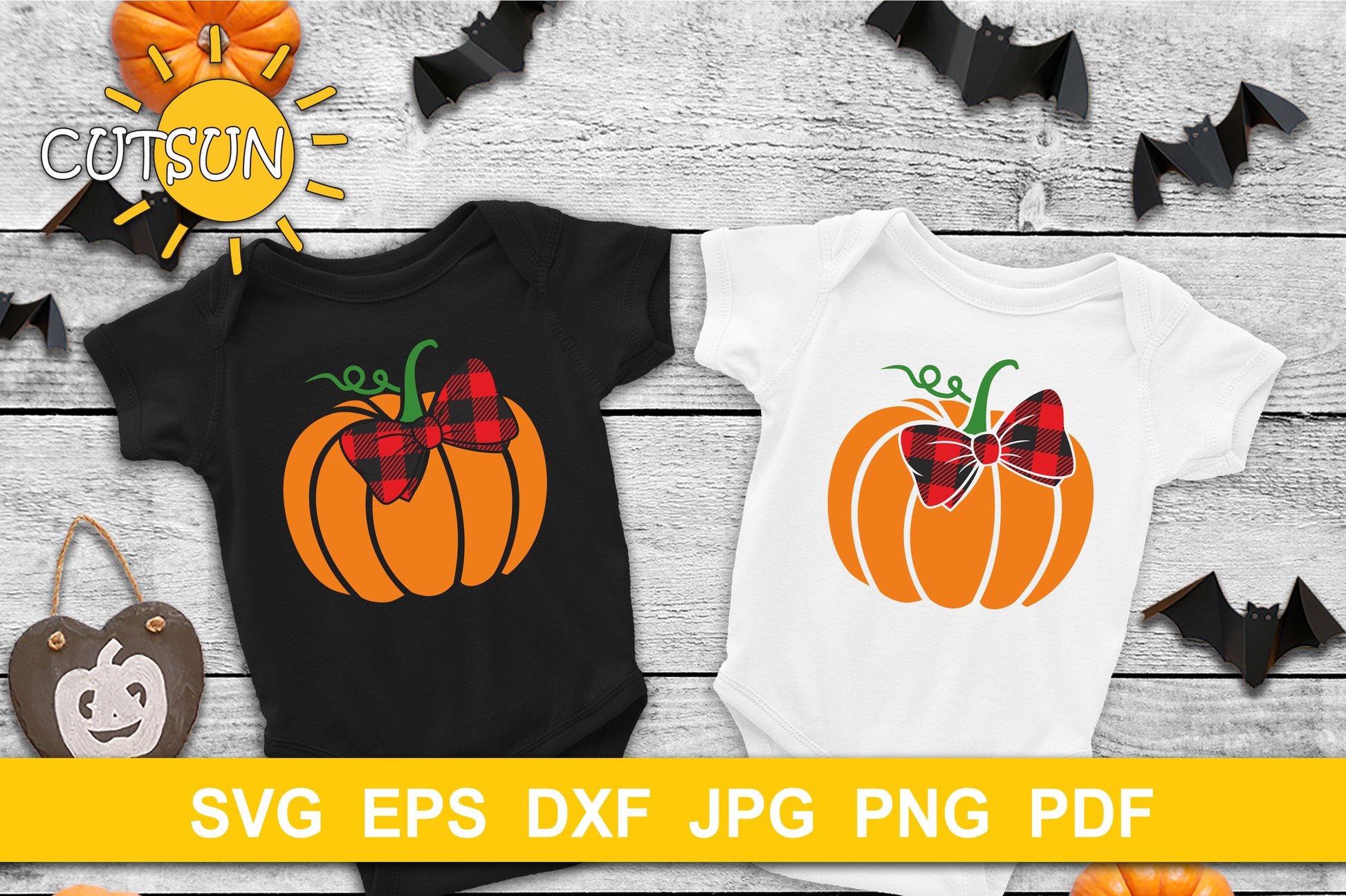 Pumpkin with a Buffalo plaid bow SVG