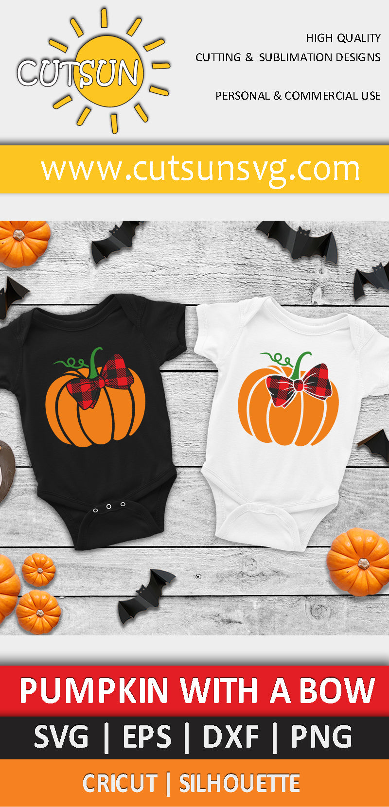 Pumpkin with a Buffalo plaid bow SVG