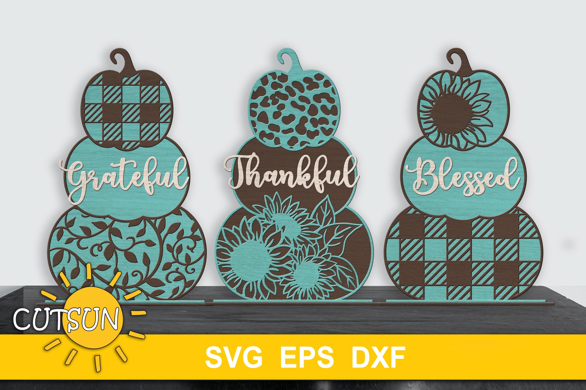 Stacked Patterned standing pumpkins SVG