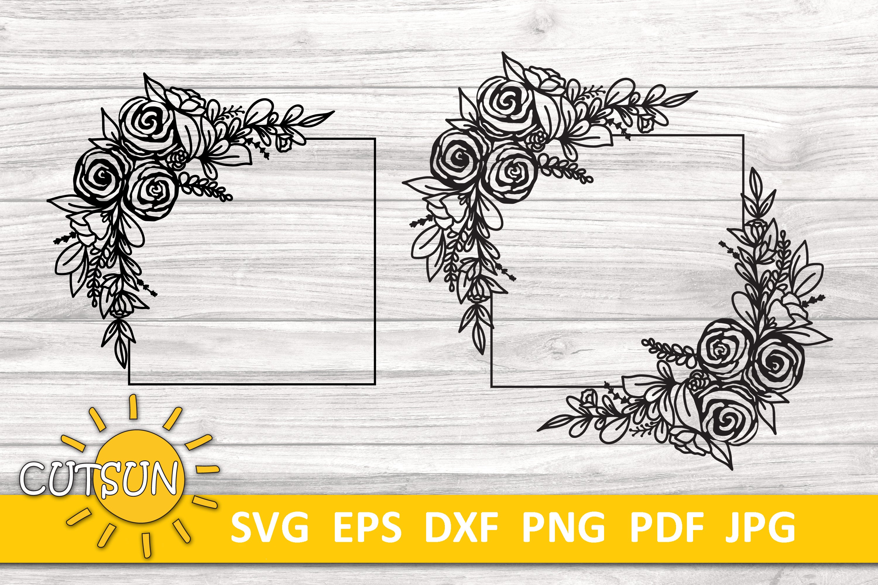 Square Frame With Roses Floral frame Square | Floral frame Roses Square – Cutsunsvg