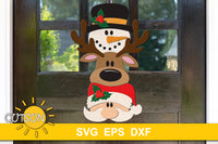 Santa, Deer, Snowman door hanger SVG