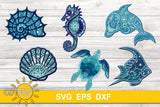 3D Layered Sea creatures SVG