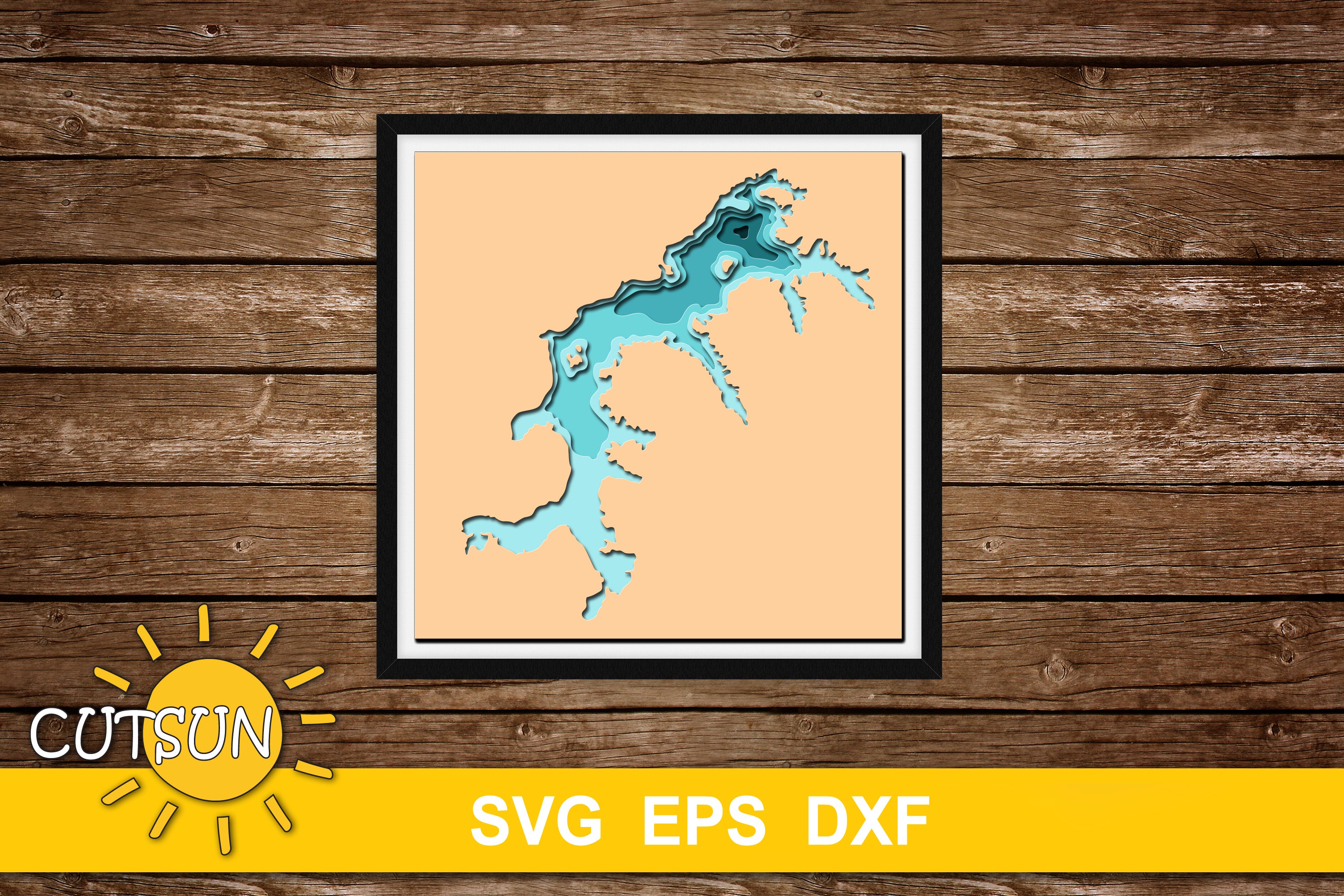 3D Layered Lake Seneca depth map 6 layers Cutsunsvg