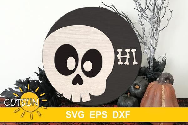 Cute skull SVG | Cute skull door hanger SVG | Halloween door hanger svg