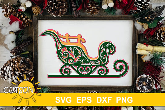 3D Layered Sleigh SVG