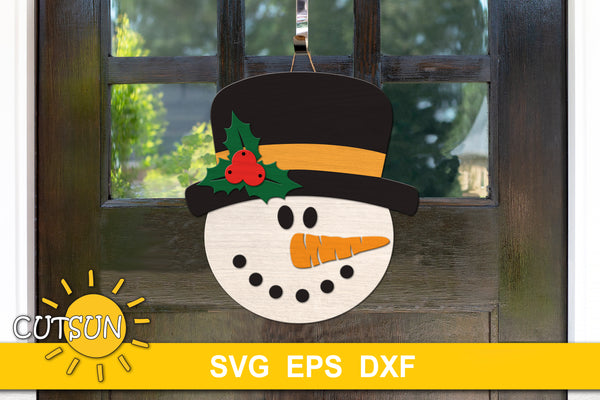 Snowman Head door hanger SVG | Snowman porch sign SVG