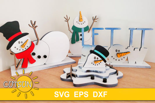 Snowman Shelf sitters SVG | Let it snow shelf sitters SVG | Christmas decor | Winter decor | Glowforge svg | Laser cut file
