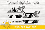 Mermaid Split Alphabet SVG 26 letters | Mermaid Split Monogram SVG
