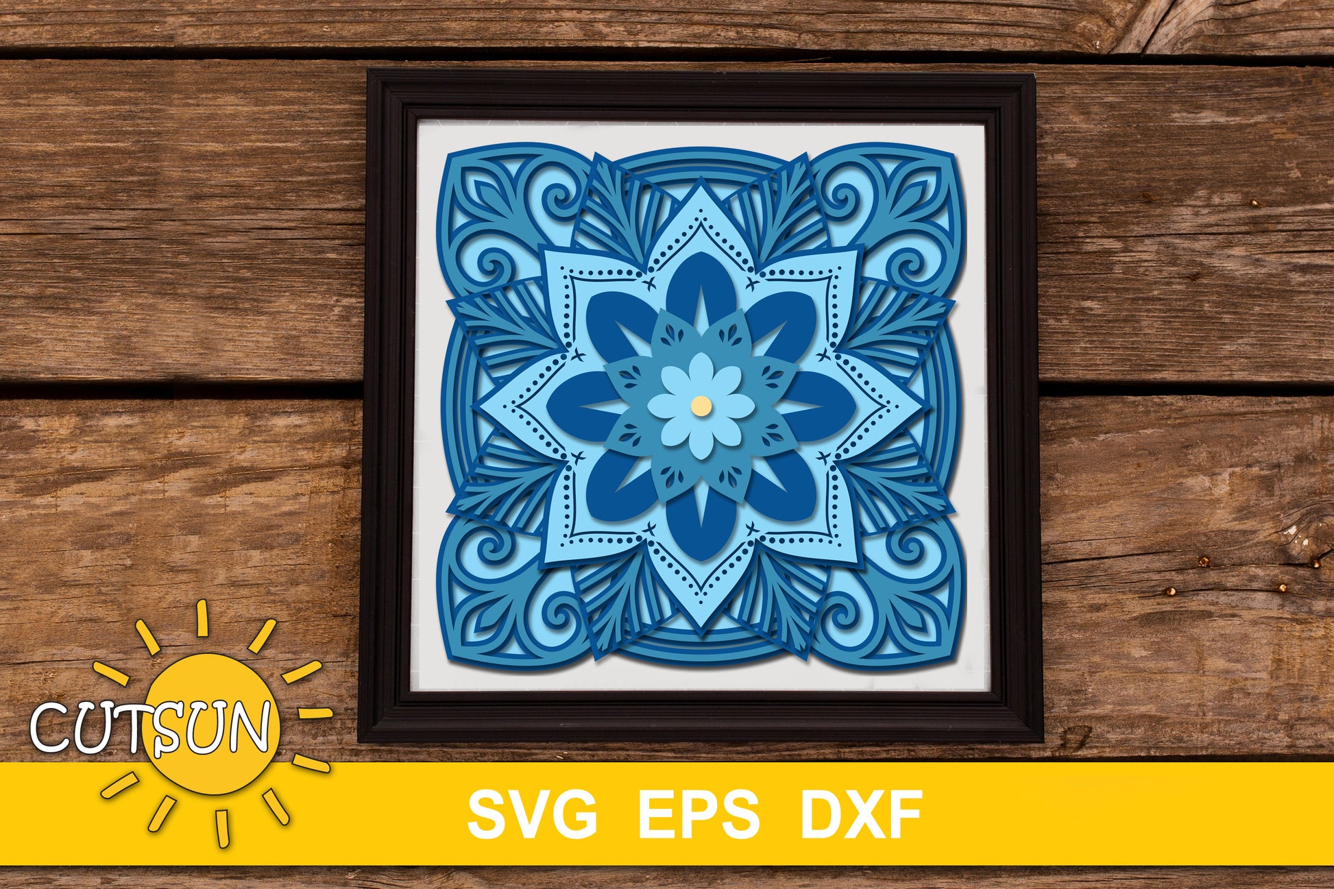 3D Layered Square Mandala SVG