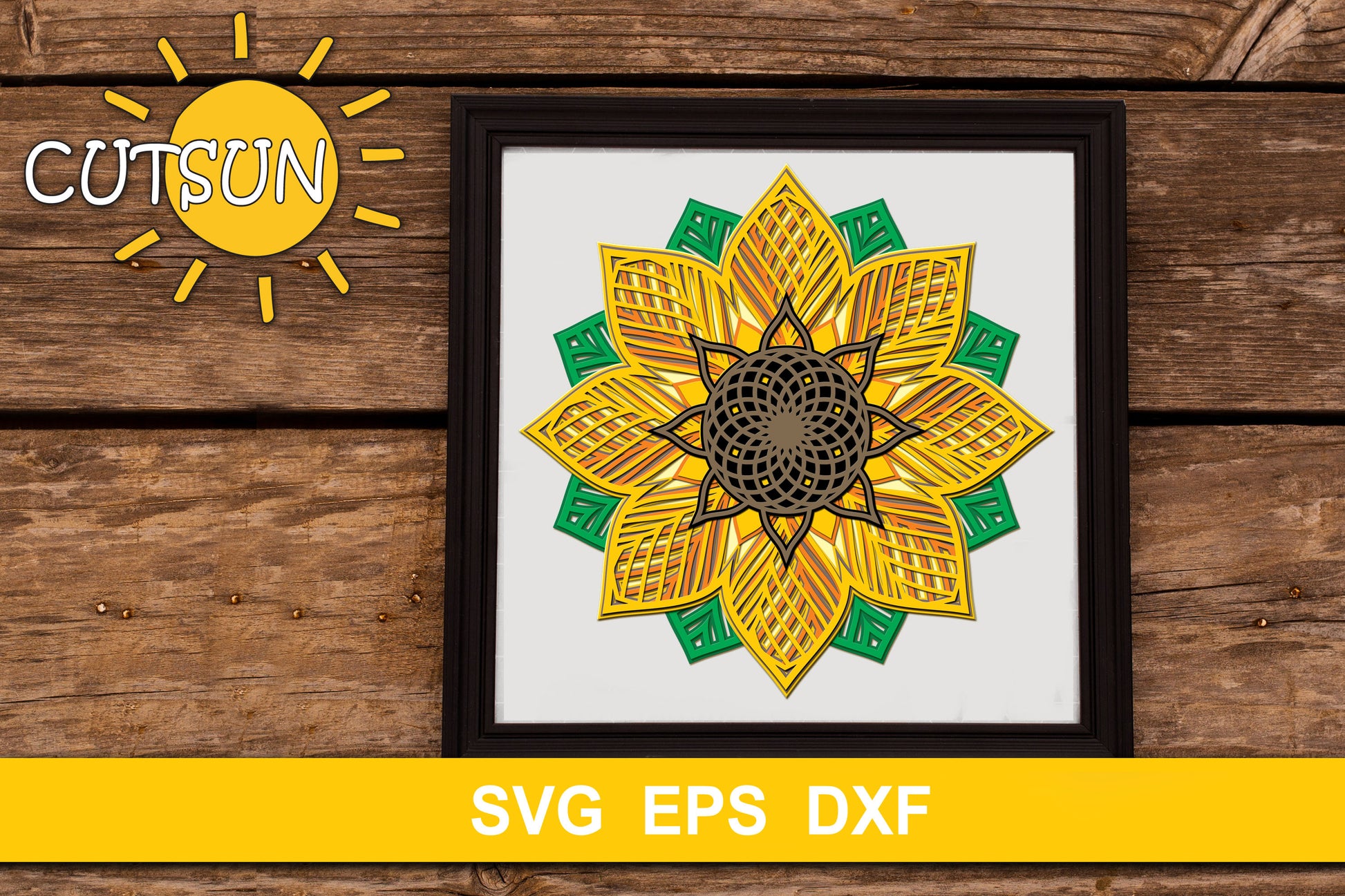 3D Layered Sunflower Mandala SVG