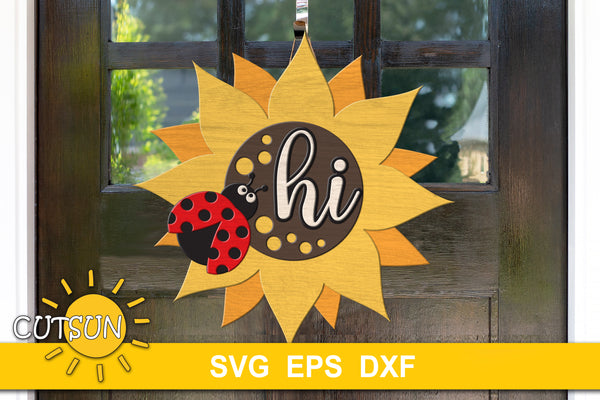 Sunflower Ladybug door sign SVG