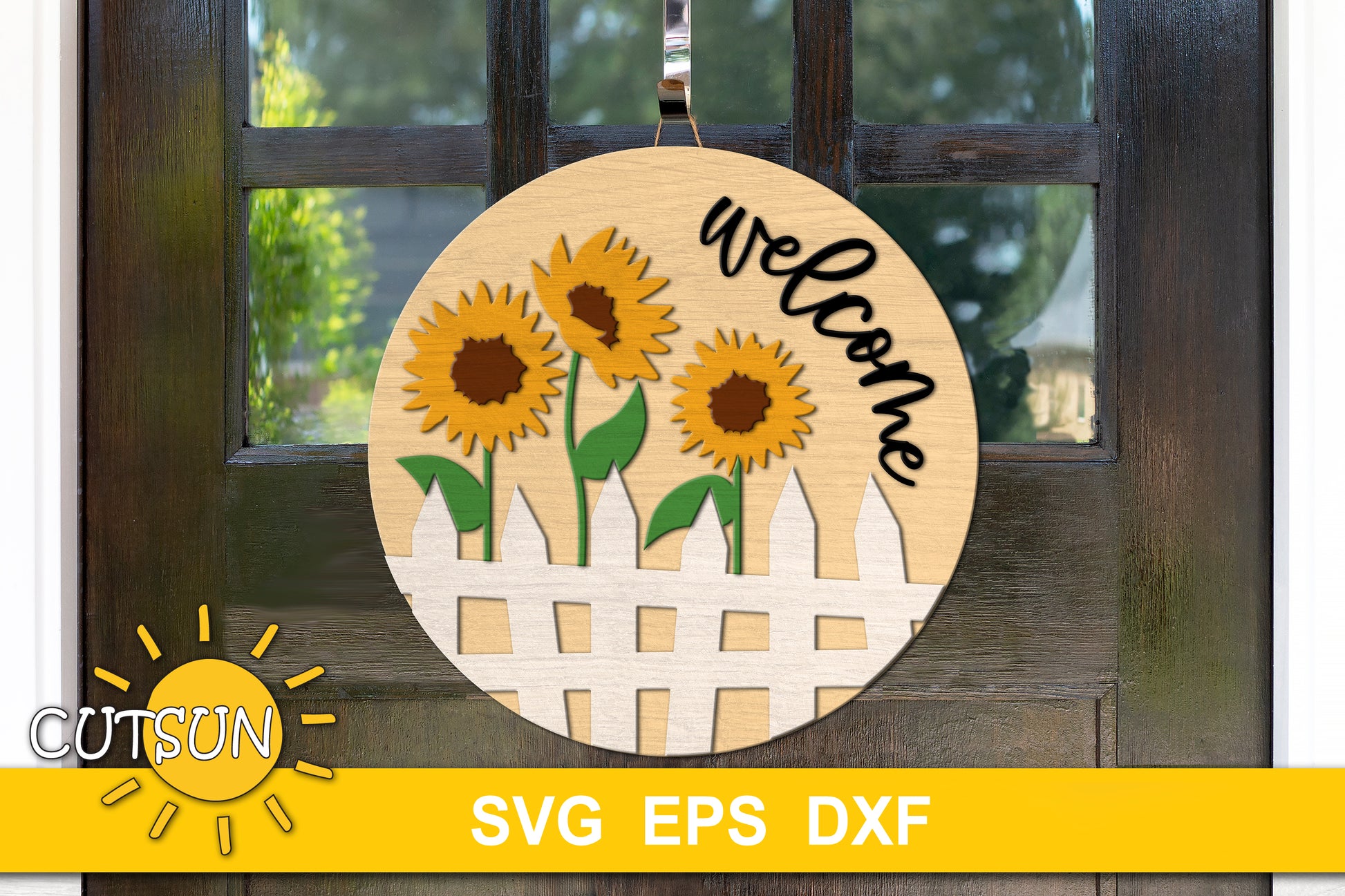 Sunflowers door hanger svg