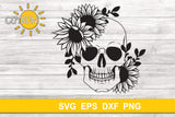 Sunflowers Skull SVG