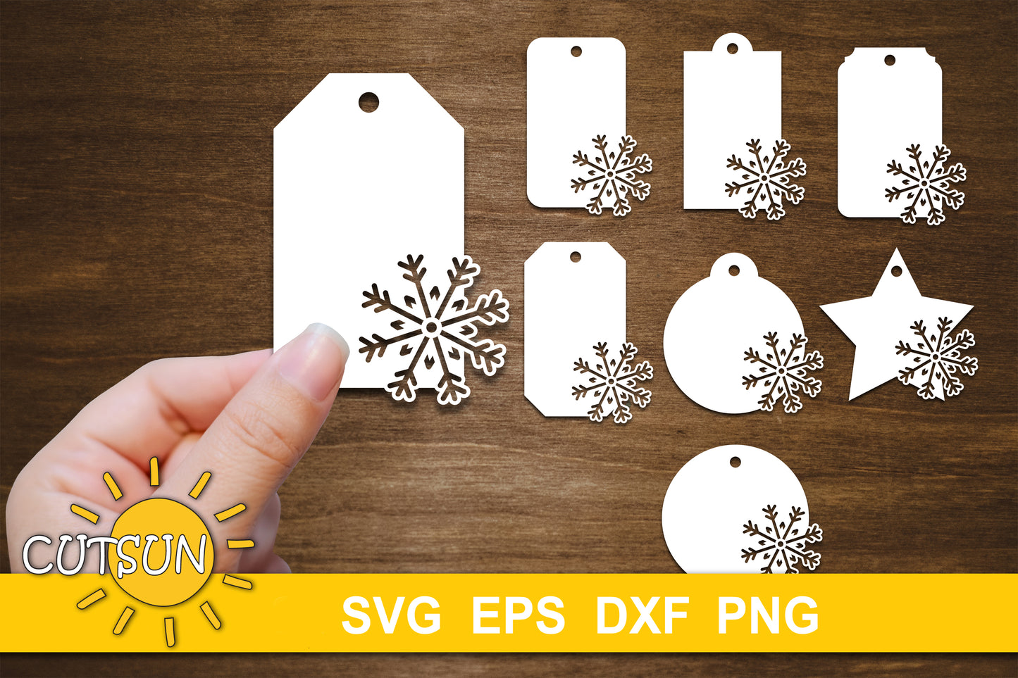 Snowflake Tags SVG bundle | Christmas bundle SVG