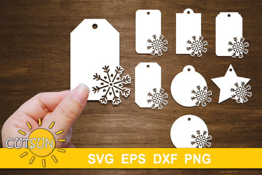 Snowflake Tags SVG bundle | Christmas bundle SVG
