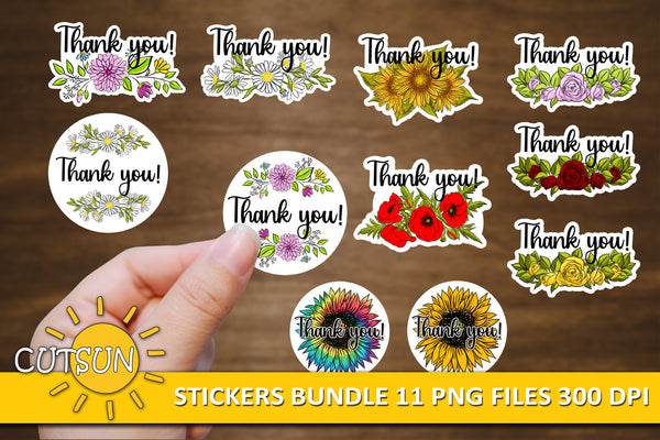 Thank you stickers with Flowers