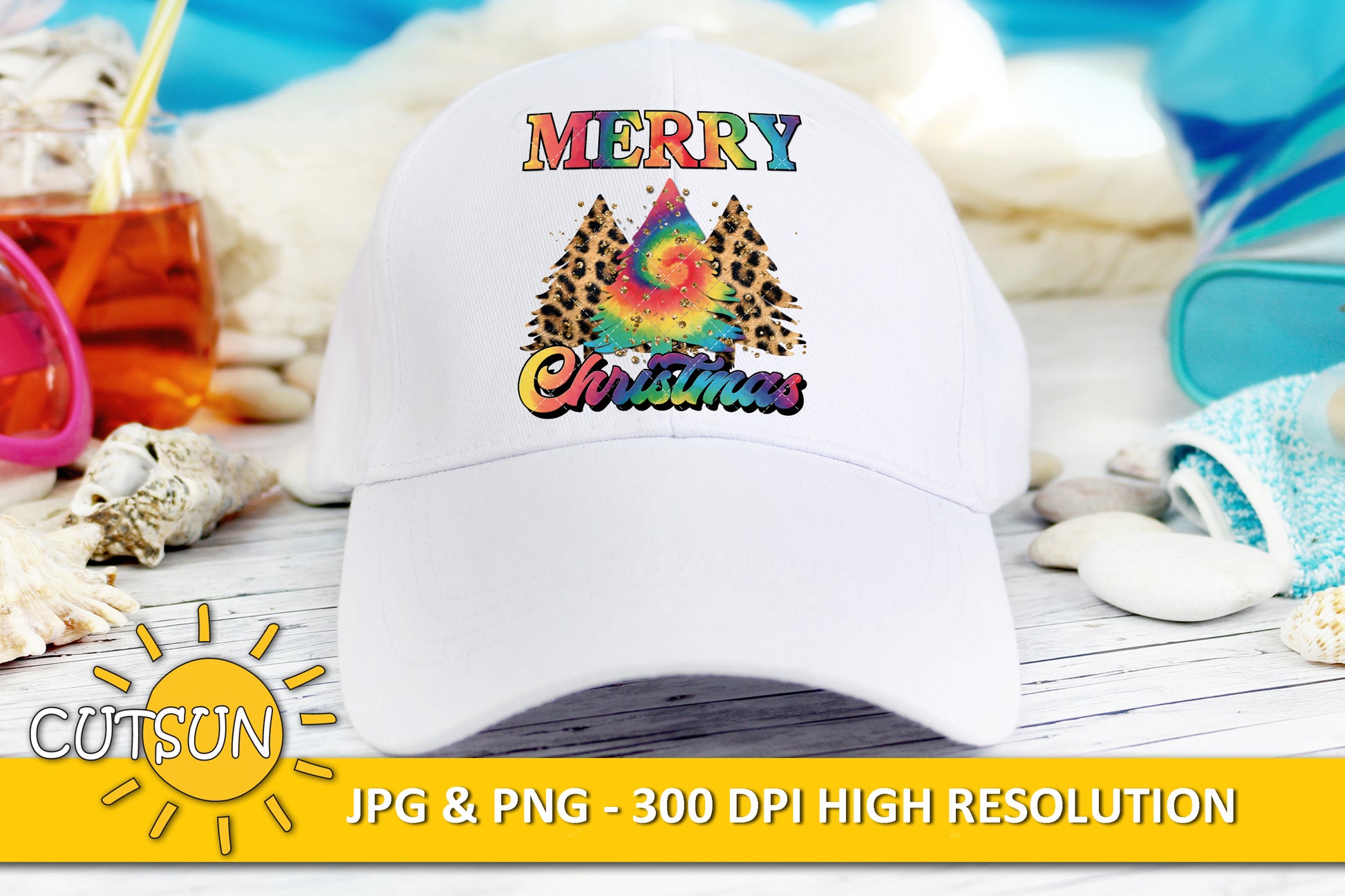 Merry Chrismtas Tie Dye sublimation design download