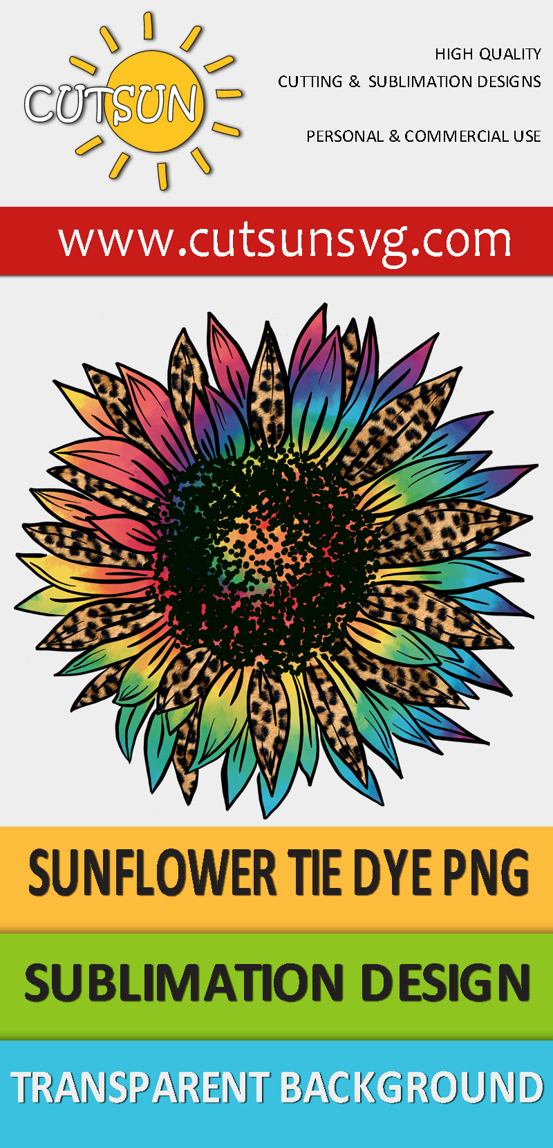 Sunflower sublimation Tie Dye Leopard design