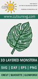 3D layered Monstera leaf SVG