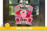 Valentine's day Door Hanger SVG Truck with hearts