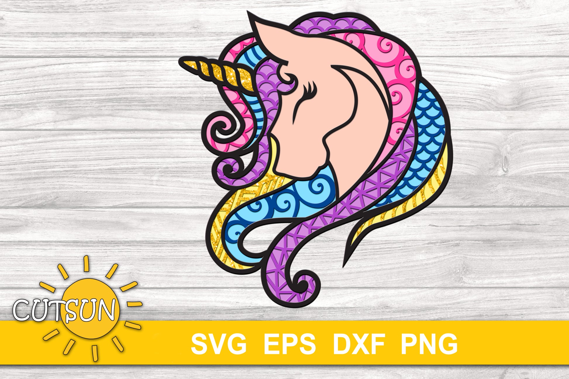 3D layered Unicorn SVG