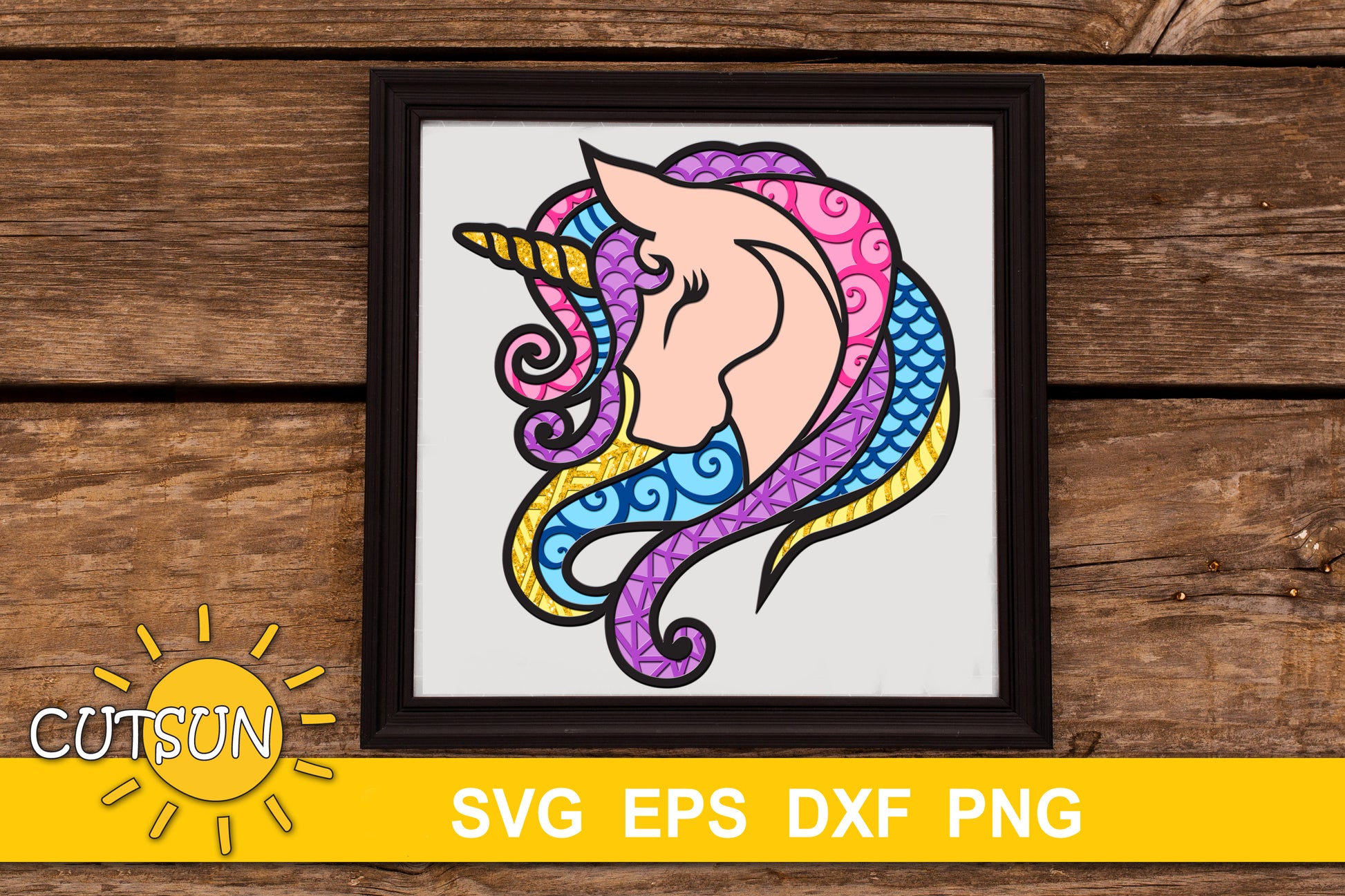 3D layered Unicorn SVG