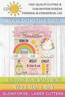 Baby Birth stats chart template SVG | Baby Girl announcement chart svg