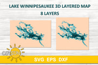 3D Layered Lake Winnipesaukee Map SVG