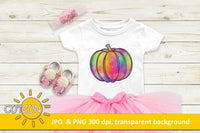 Rainbow Watercolor Pumpkin sublimation design