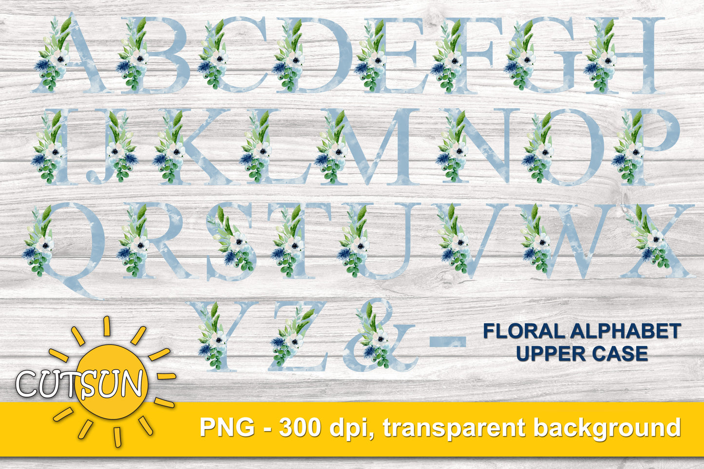 Sublimation Bundle Alphabet | Watercolor Floral alphabet PNG