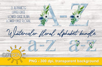 Sublimation Bundle Alphabet | Watercolor Floral alphabet PNG