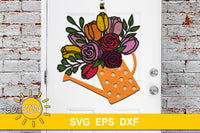 Floral Watering Can door hanger SVG | Spring door hanger SVG | Floral door hanger SVG