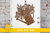 Floral Watering Can door hanger SVG | Spring door hanger SVG | Floral door hanger SVG