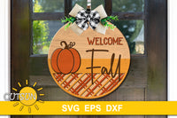 Welcome Fall round door hanger SVG